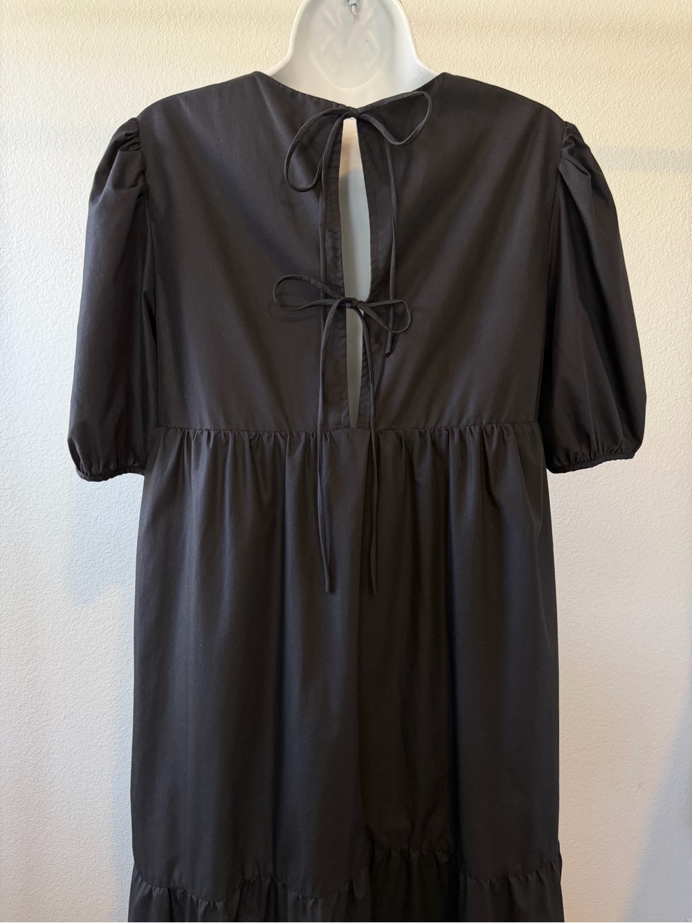 En Saison Poplin Midi Dress Black Puff Sleeve Size Medium - Picture 7 of 15